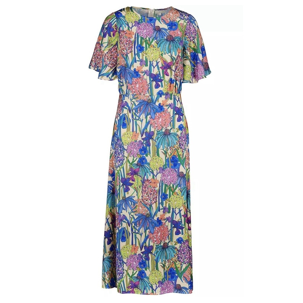Marylene Madou Women's Floral Print Maxi Dress Hand Painted GardenSummerSz36